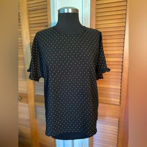 Fun2Fun Detina Ruffle Blouse Large Black Like New